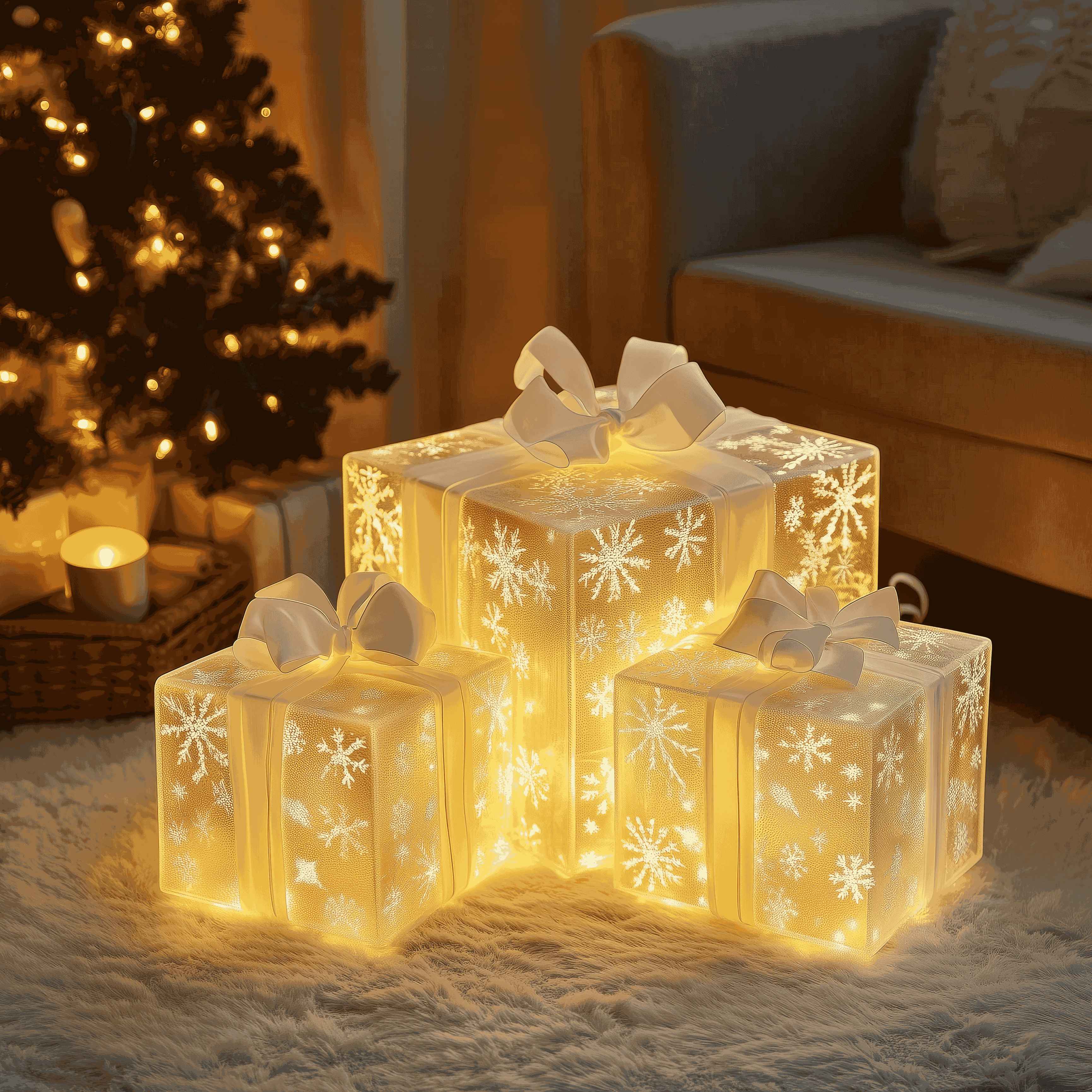SparkGlow Boxen – Ensemble de lampes décoratives LED, Blanc chaud, Salon