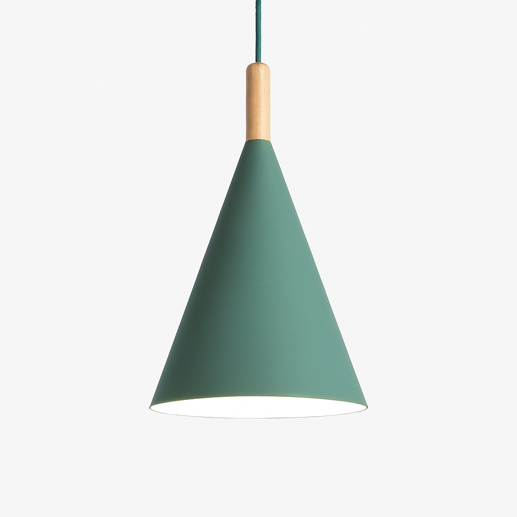 Suspension Conique | Métal Coloré, Tige en Bois 10