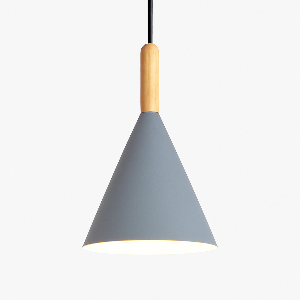 Suspension Conique | Métal Coloré, Tige en Bois 7