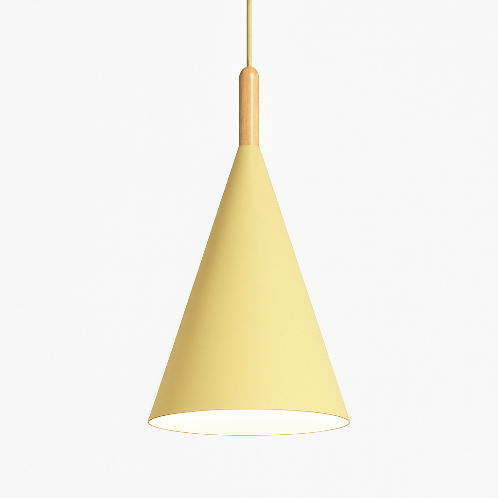 Suspension Conique | Métal Coloré, Tige en Bois 8