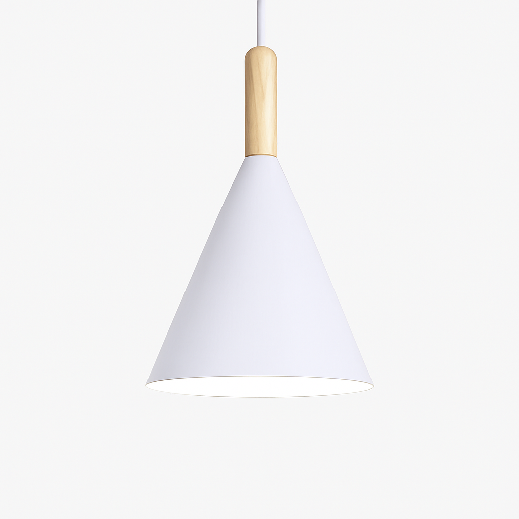 Suspension Conique | Métal Coloré, Tige en Bois 9