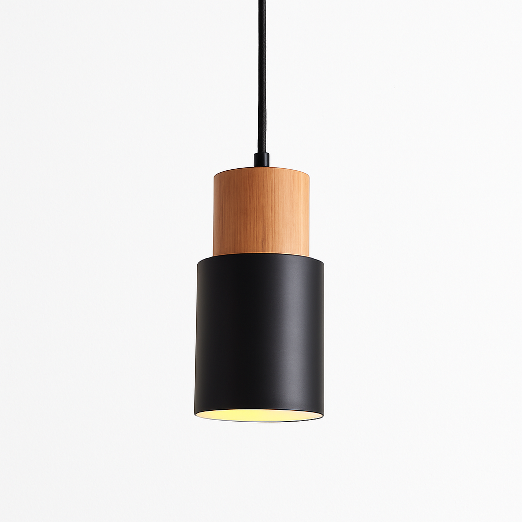 Suspension Cylindrique | Bois Blond, Métal Coloré 0