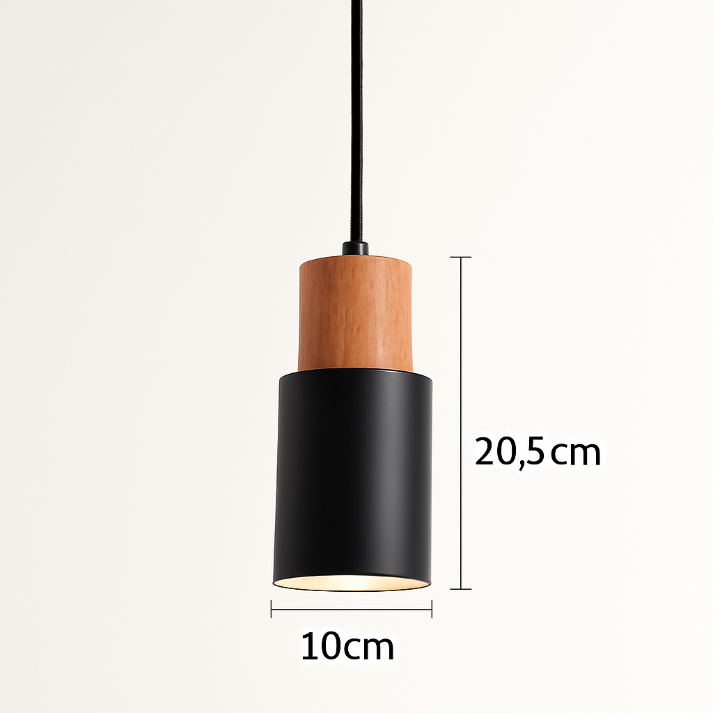 Suspension Cylindrique | Bois Blond, Métal Coloré 5