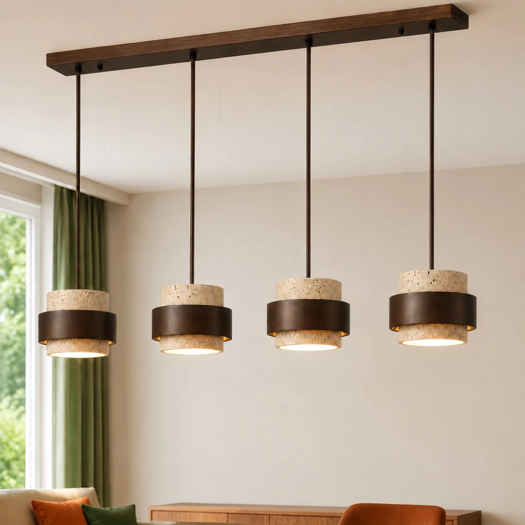Suspension Cylindrique | Travertin Naturel, Design Épuré 1