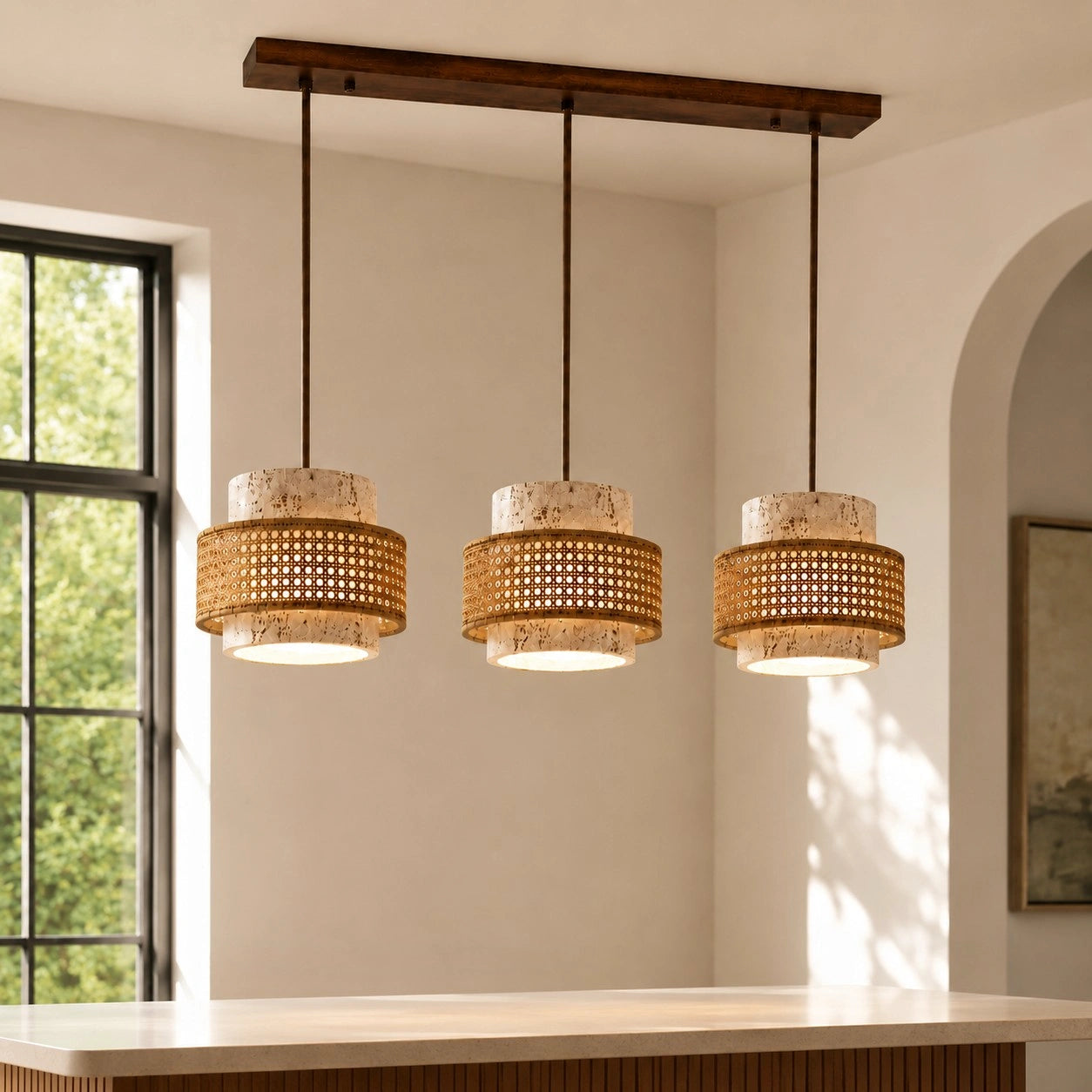 Suspension Cylindrique | Travertin Naturel, Design Épuré 15
