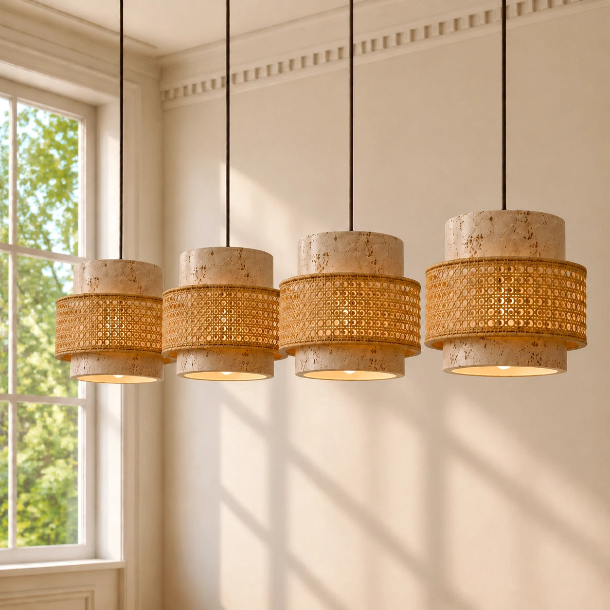 Suspension Cylindrique | Travertin Naturel, Design Épuré 24