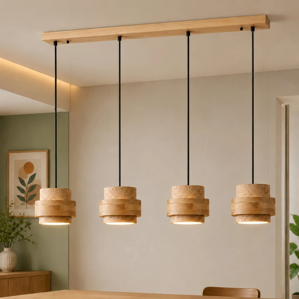 Suspension Cylindrique | Travertin Naturel, Design Épuré 25