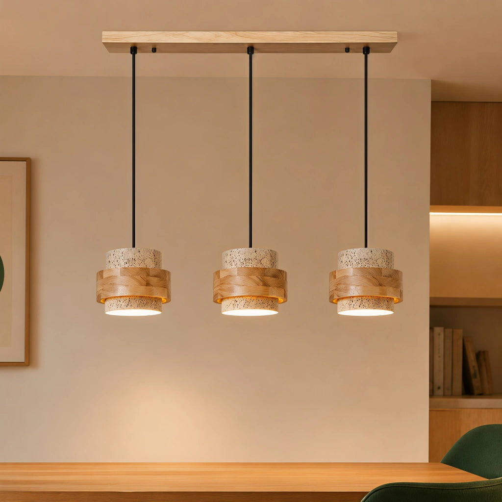 Suspension Cylindrique | Travertin Naturel, Design Épuré 4