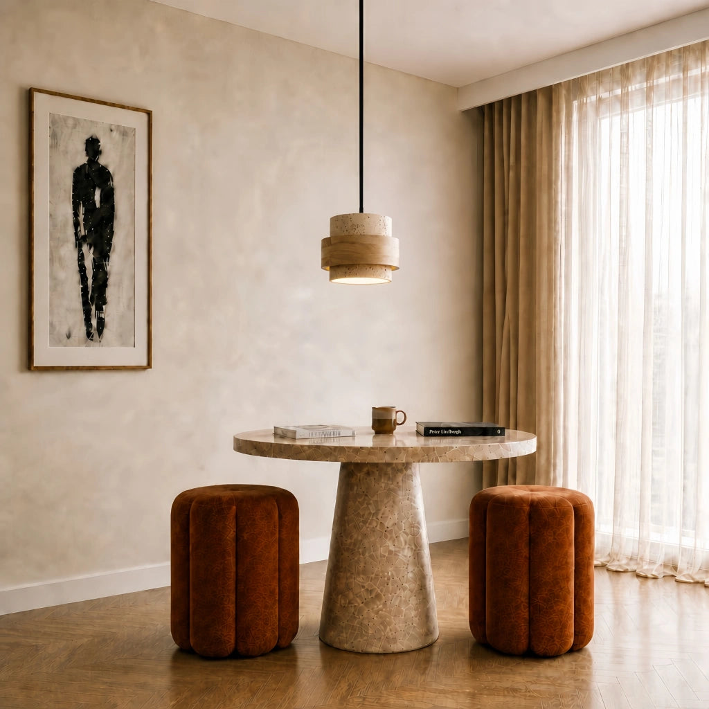 Suspension Cylindrique | Travertin Naturel, Design Épuré 6