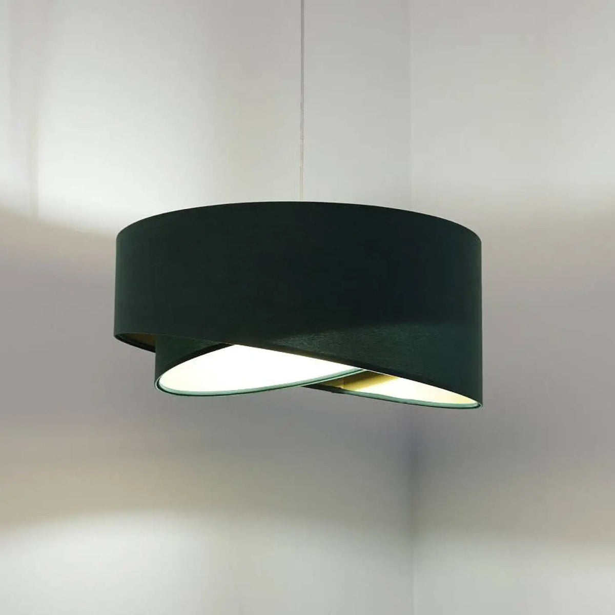 Suspension Luminaire | Abat-jour en tissu vert, design contemporain 1
