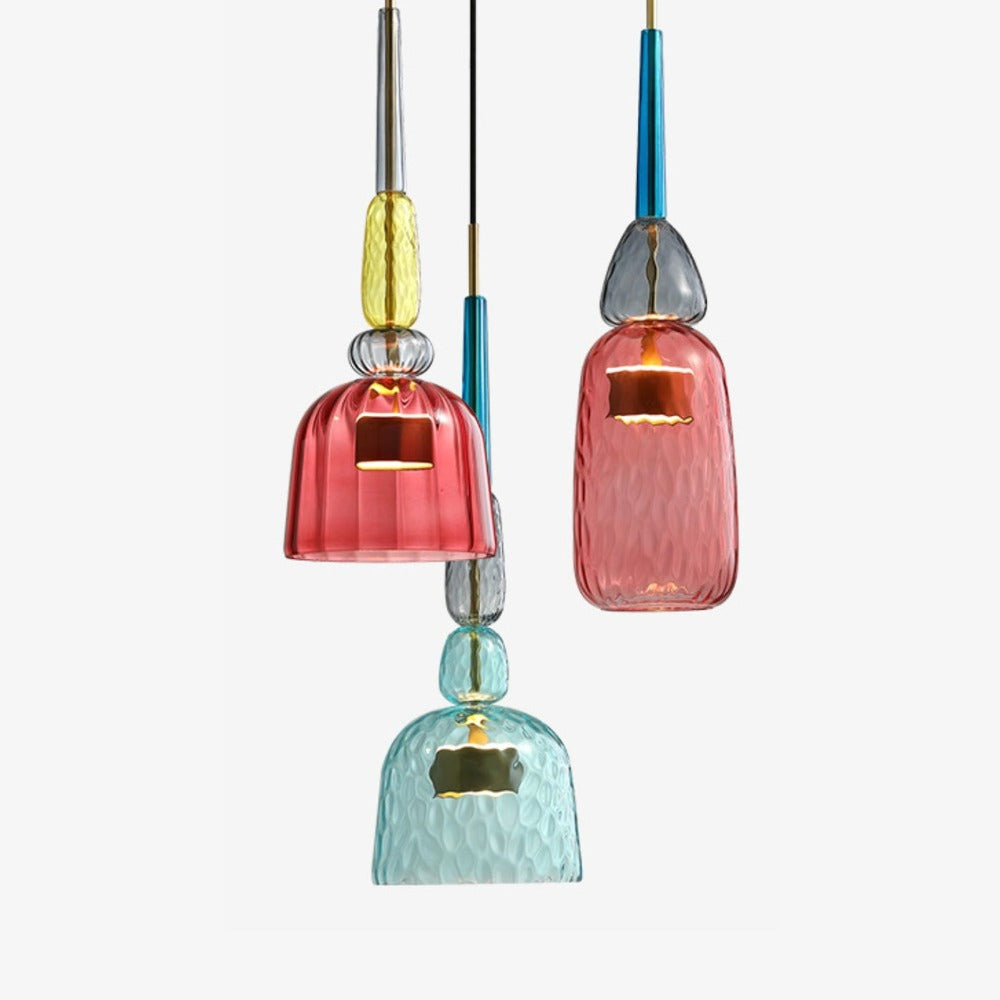 Suspension Lumineuse Design | Verre Coloré, Finition Métal Moderne 1