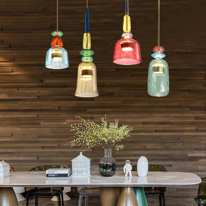 Suspension Lumineuse Design | Verre Coloré, Finition Métal Moderne 4