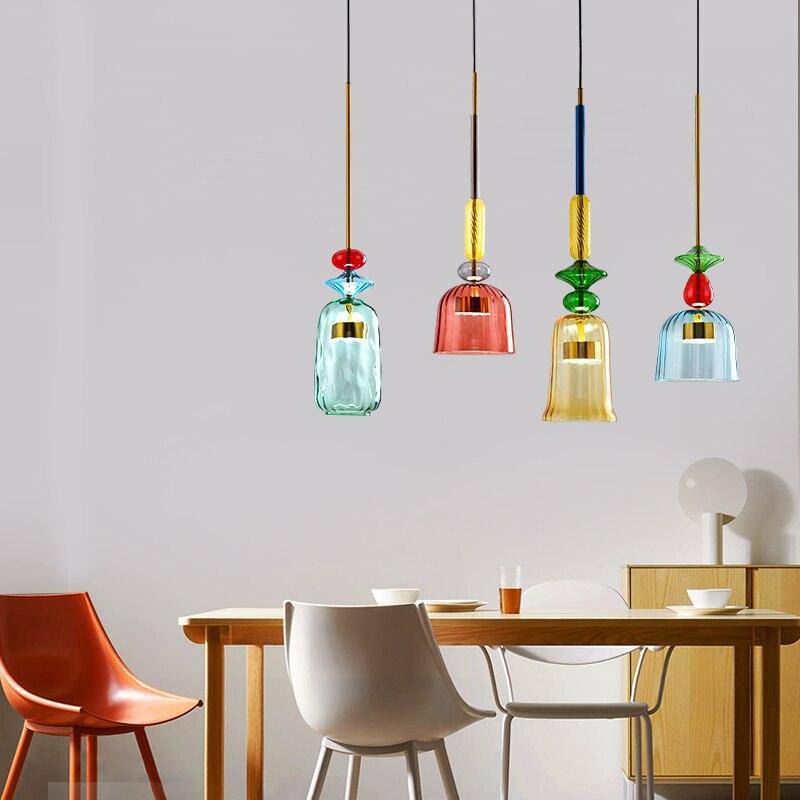 Suspension Lumineuse Design | Verre Coloré, Finition Métal Moderne 5