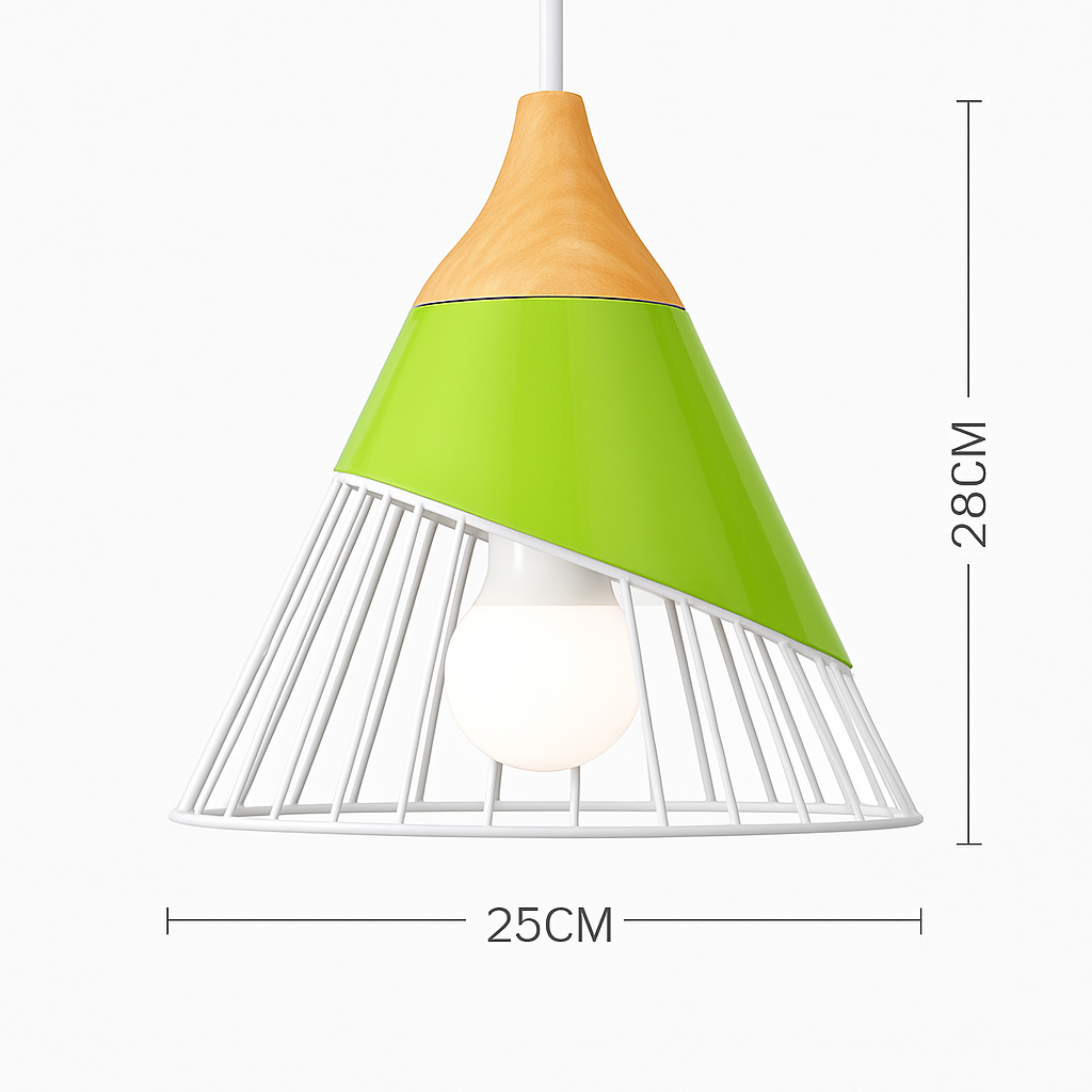 Suspension | Métal Coloré, Bois Clair, Formes Variées 4