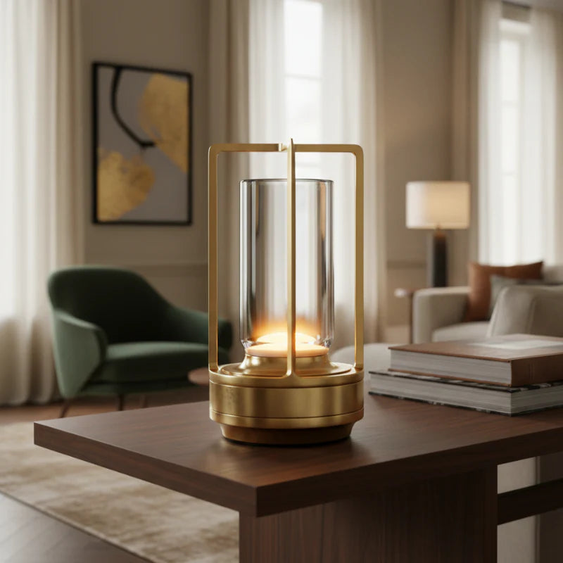 LumiCrysta – Lampe de table LED dimmable cristal poli, blanc, salon