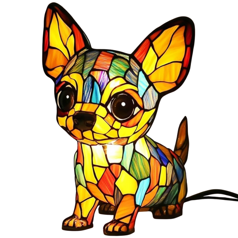 Lampe LED moderne style Chihuahua, lumière chaude, intérieur cosy