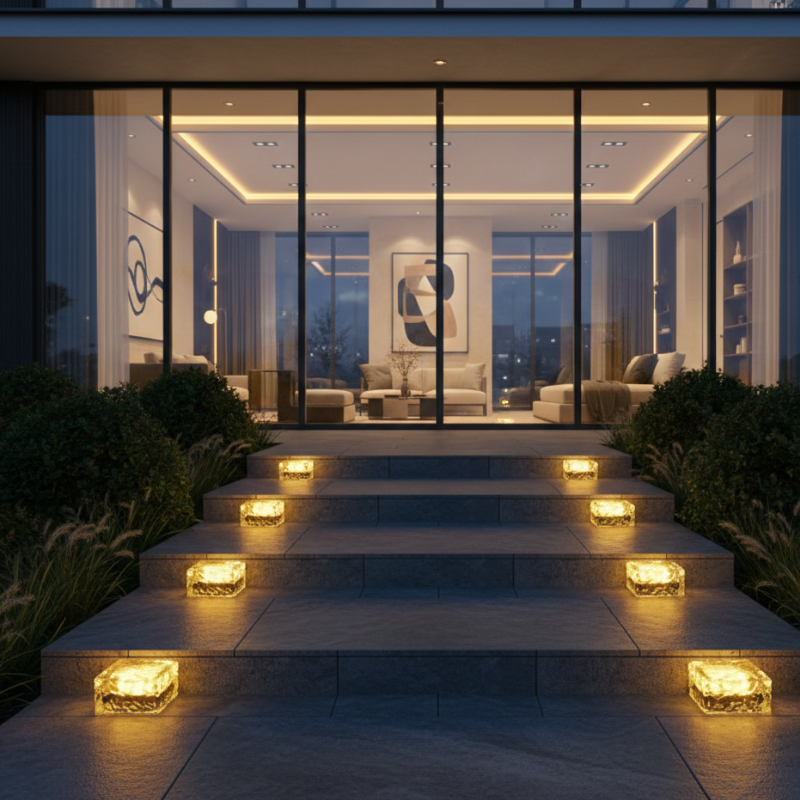 Lampe solaire LED extérieur carré verre effet cristal blanc chaud étanche pour jardin terrasse allée
