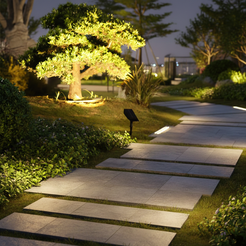Spot solaire jardin LED blanc chaud RGB extérieur IP65 rechargeable sans fil design moderne pelouse terrasse