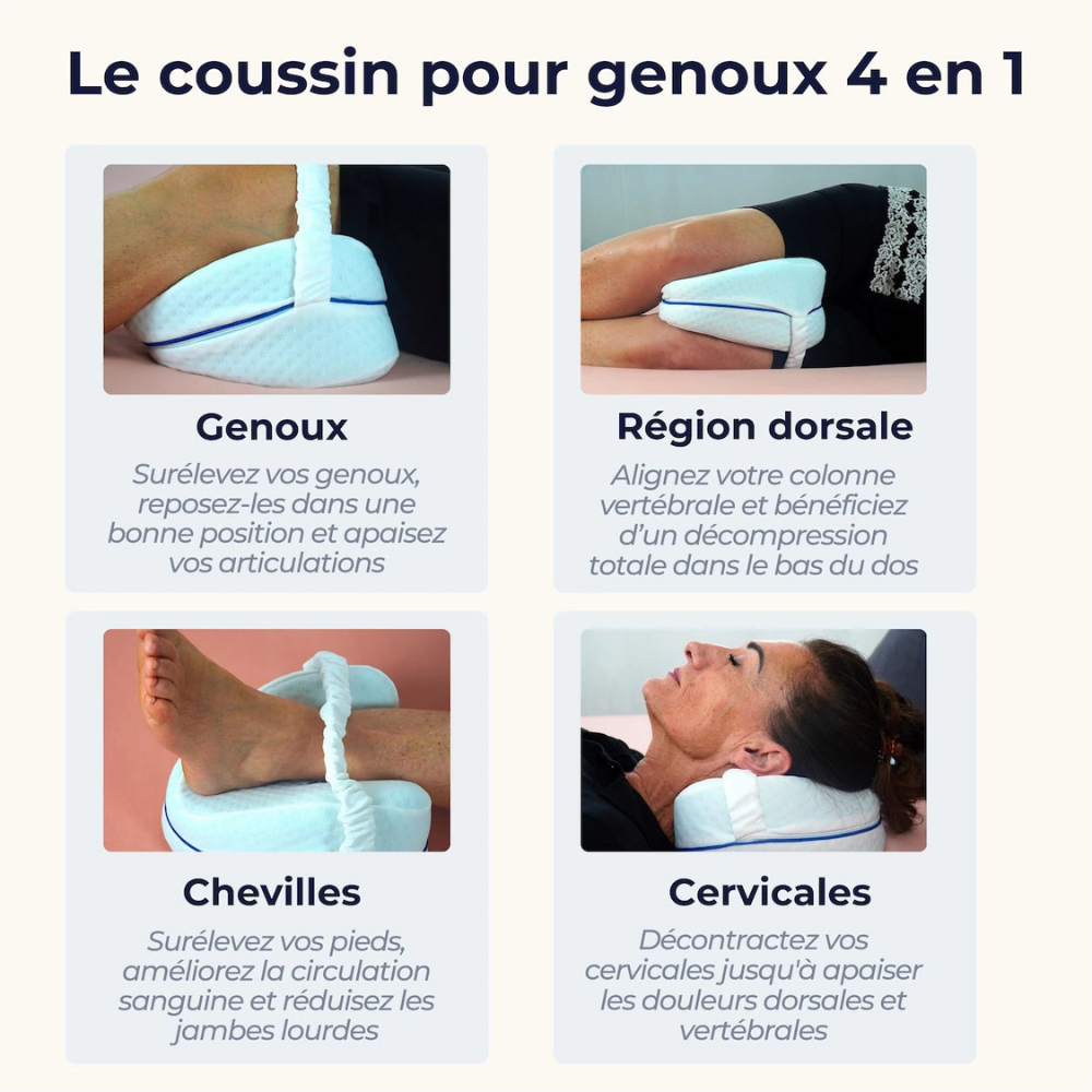 Coussin pour genoux pour dormeurs sur le côté | Coussin de soutien des jambes pour l’alignement pendant le sommeil