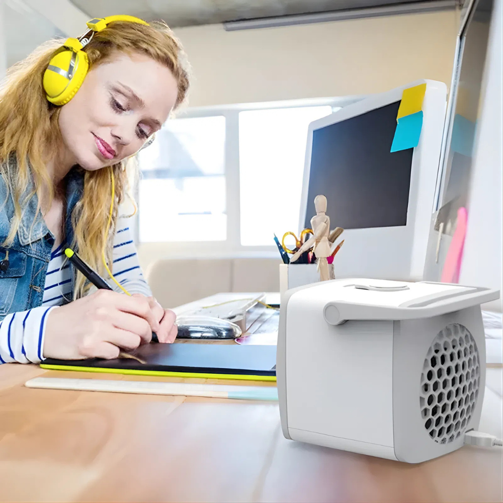 Climatiseur Portable | Mini Climatiseur USB 4-en-1, Ventilateur de Bureau et Humidificateur