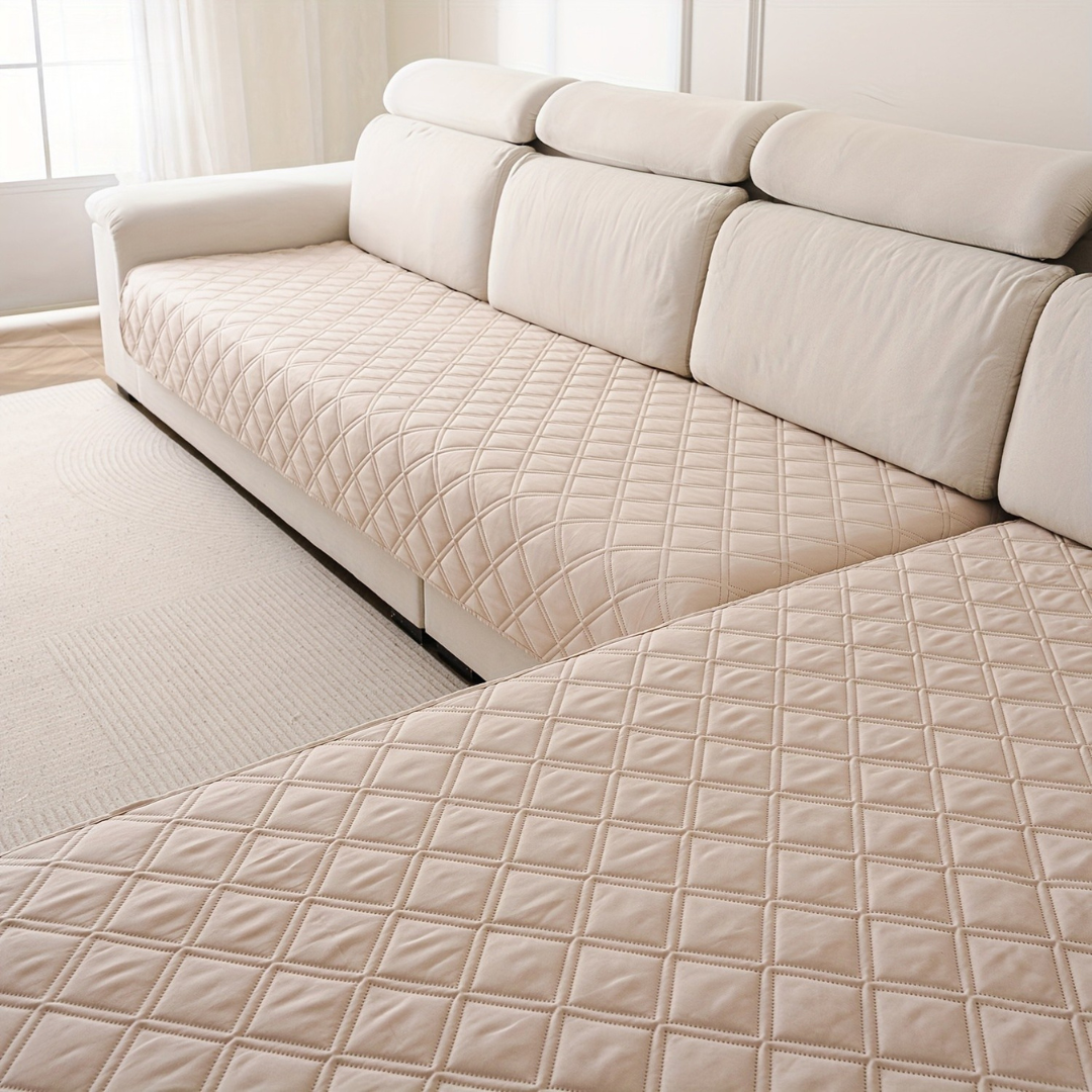 Housse de Canapé Polyester Beige – Antidérapante, Lavable, 2 Pièces