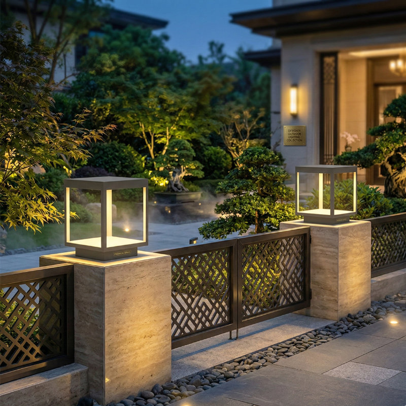 Lampe extérieure LED blanc chaud extérieur IP65 aluminium pilier carré moderne jardin terrasse façade