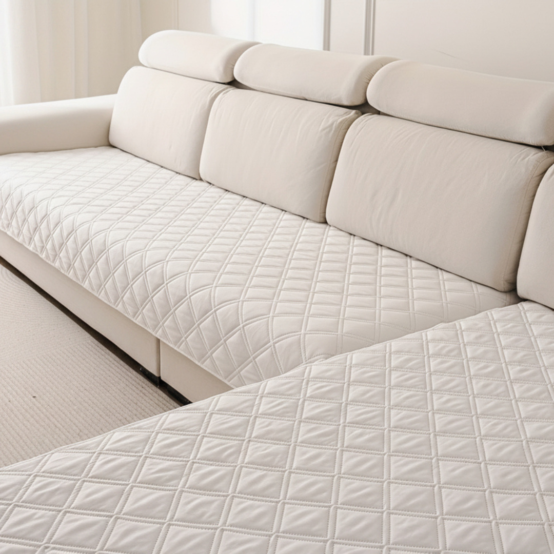 Housse de Canapé Polyester Beige – Antidérapante, Lavable, 2 Pièces