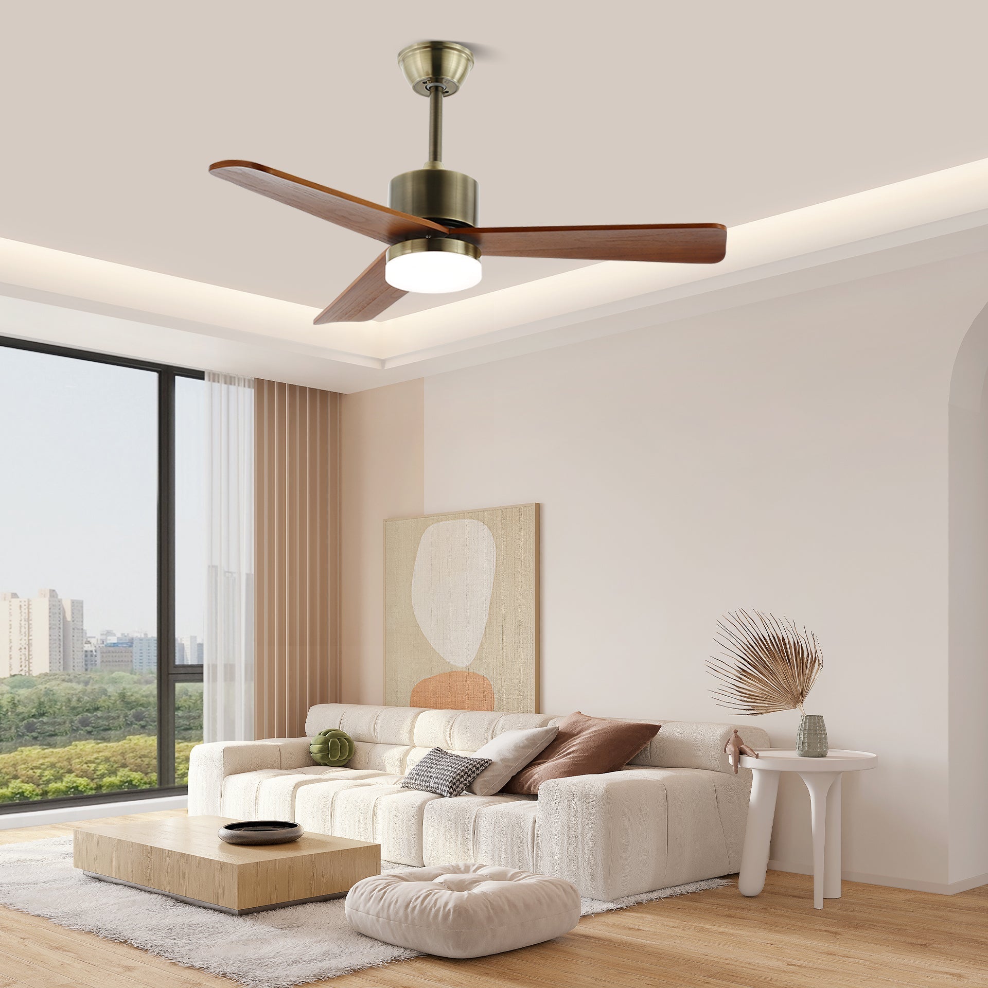 Ventilateur Plafond | Design Minimaliste, Bois et Métal Argenté 7