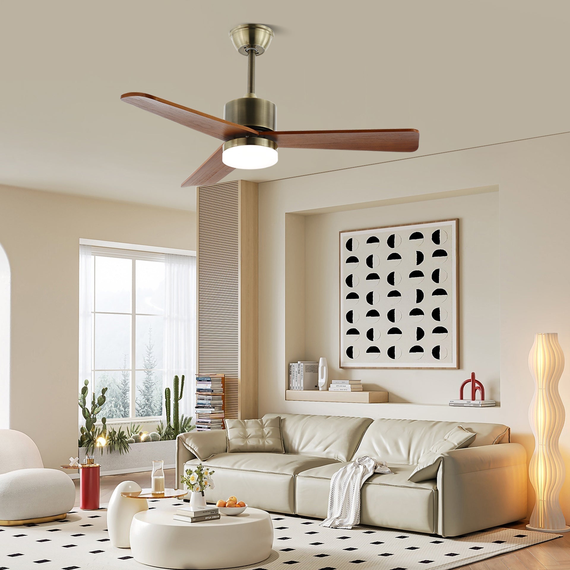 Ventilateur Plafond | Design Minimaliste, Bois et Métal Argenté 8