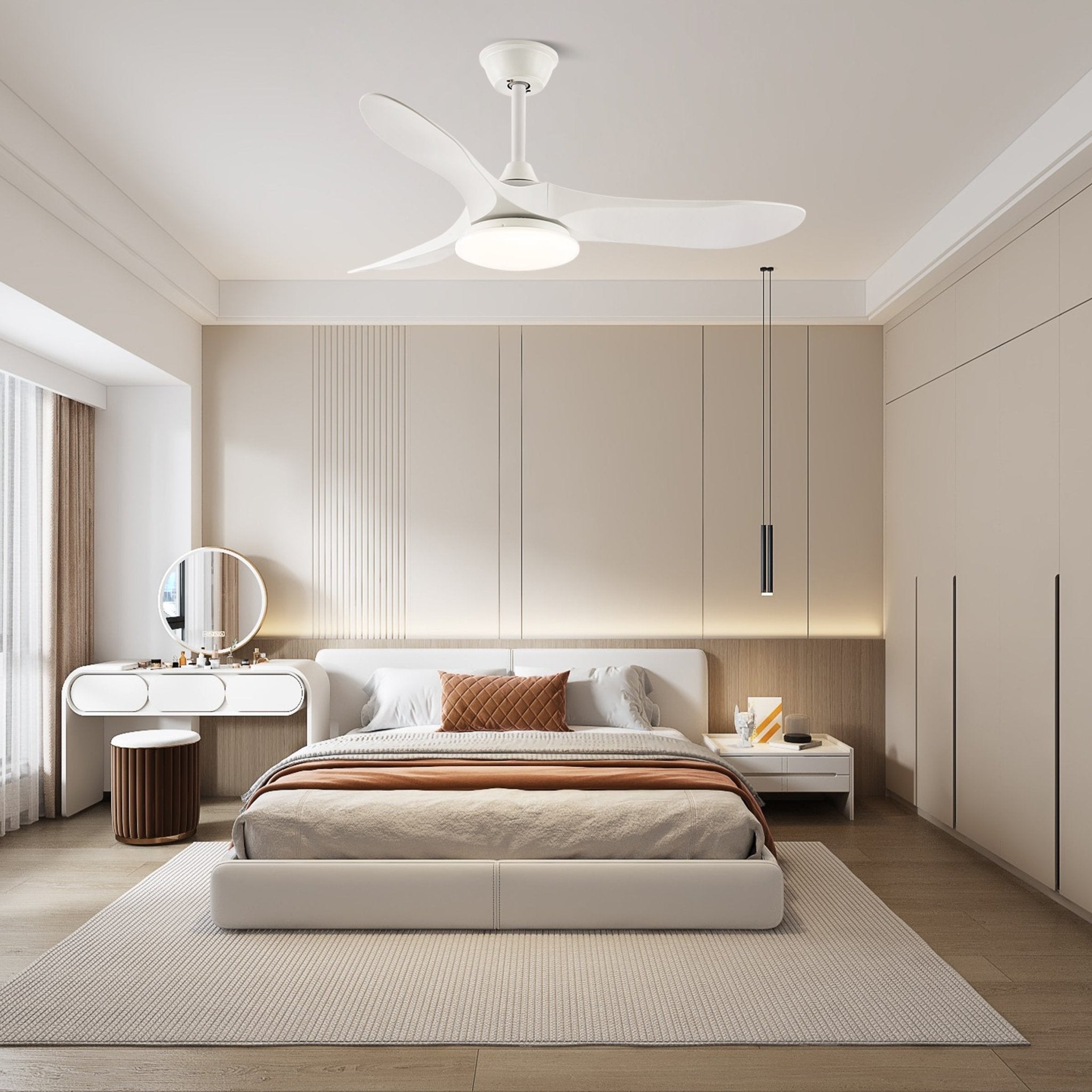 Ventilateur de plafond | Design minimaliste, lumière LED intégrée, télécommande 3