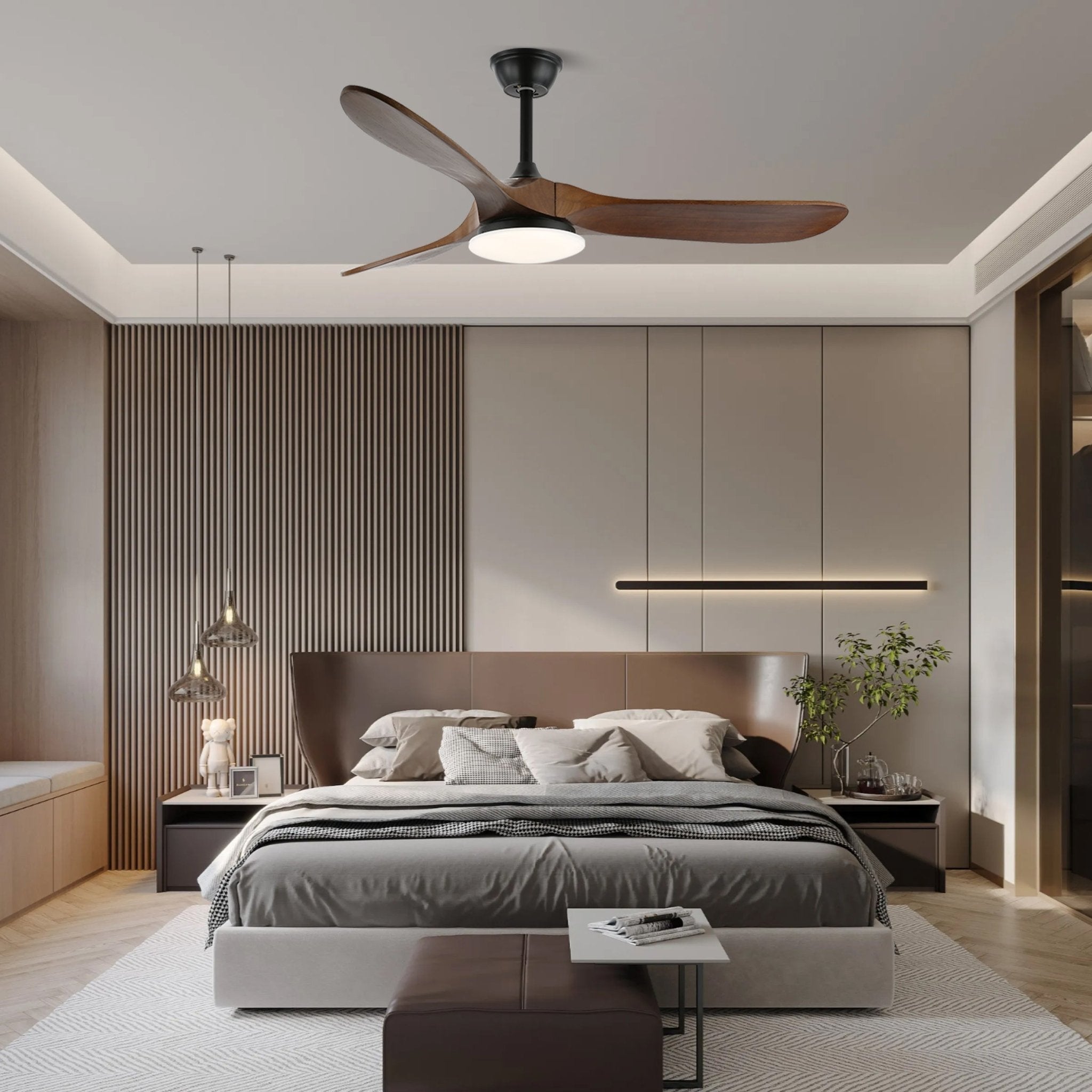 Ventilateur de plafond | Design minimaliste, lumière LED intégrée, télécommande 5