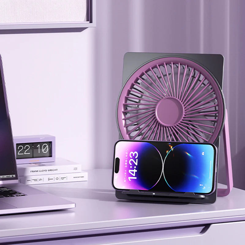 Ventilateur de table USB rechargeable 2000 mAh – Mini ventilateur silencieux pliable – Bureau et chambre