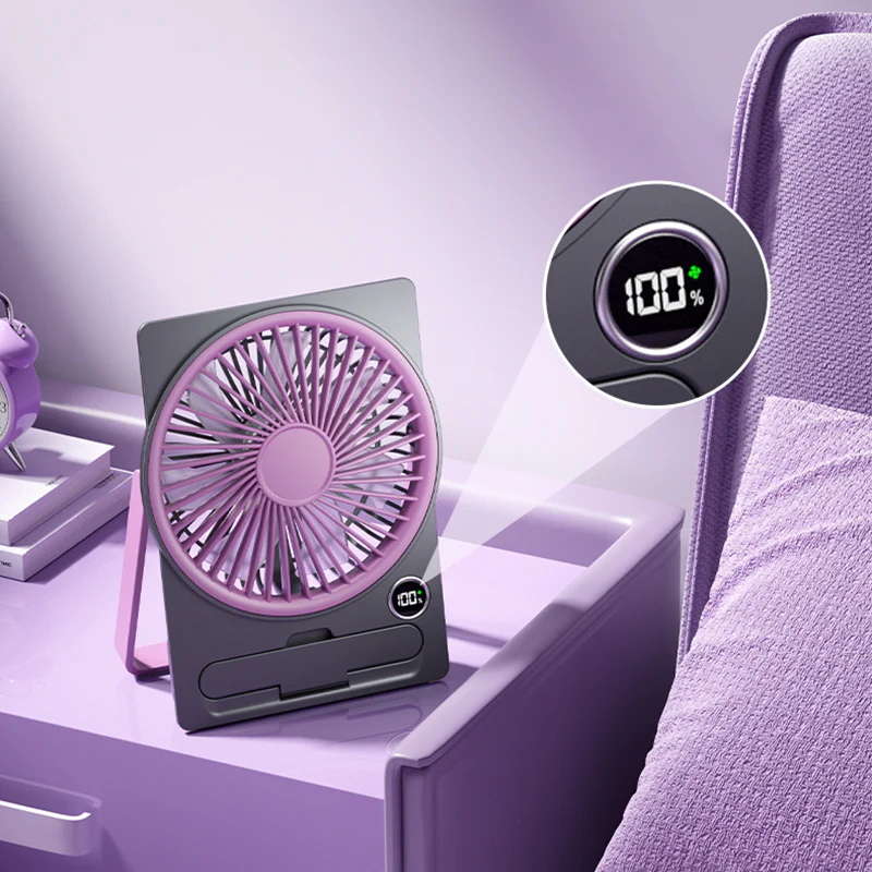 Ventilateur de table USB rechargeable 2000 mAh – Mini ventilateur silencieux pliable – Bureau et chambre