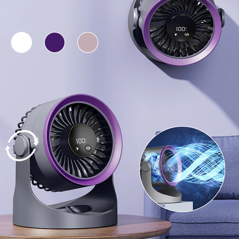 Ventilateur silencieux USB-C rechargeable – Mini brasseur d’air mural 360° – Chambre