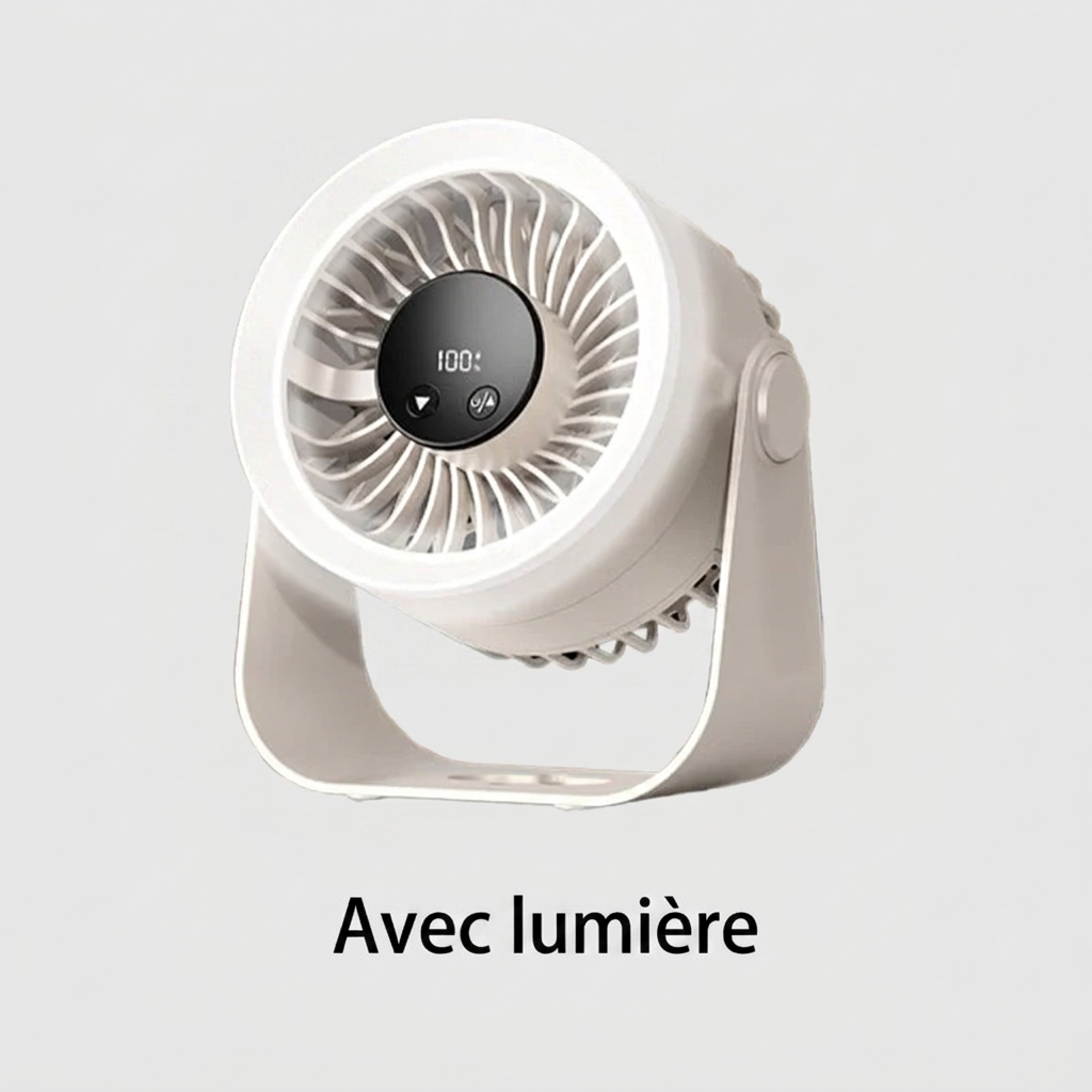 Ventilateur silencieux USB-C rechargeable – Mini brasseur d’air mural 360° – Chambre