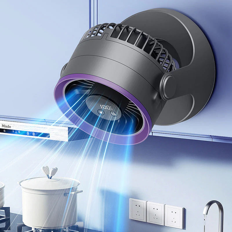 Ventilateur silencieux USB-C rechargeable – Mini brasseur d’air mural 360° – Chambre