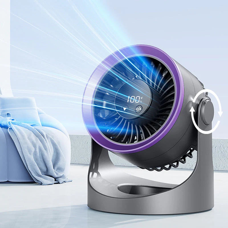 Ventilateur silencieux USB-C rechargeable – Mini brasseur d’air mural 360° – Chambre