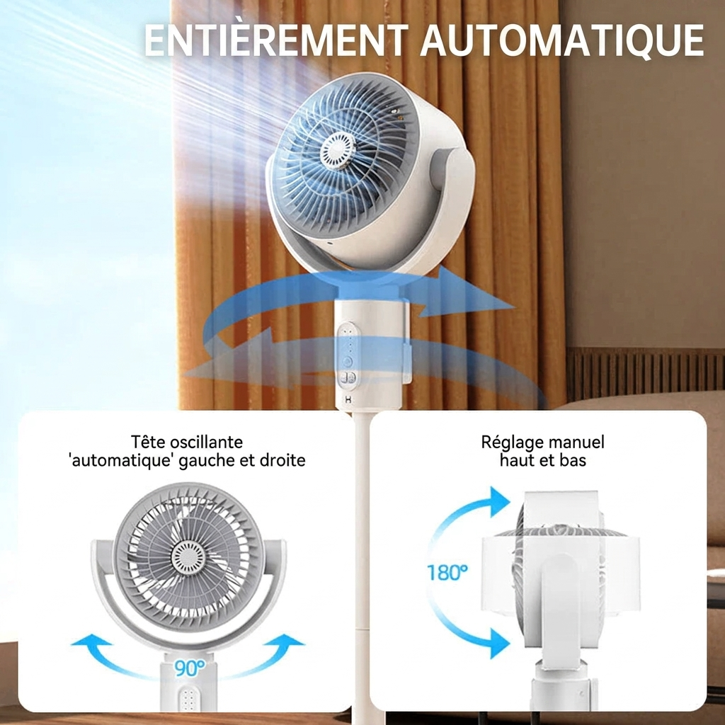 Ventilateur silencieux sur pied 36dB – Oscillation télécommande – Bureau et chambre