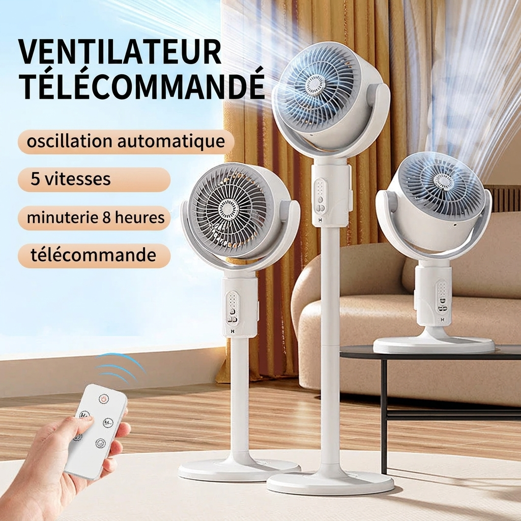 Ventilateur silencieux sur pied 36dB – Oscillation télécommande – Bureau et chambre