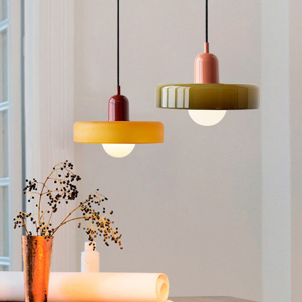 LuminoBau – Suspension Bauhaus en Verre Coloré, Design Moderne, Intérieur