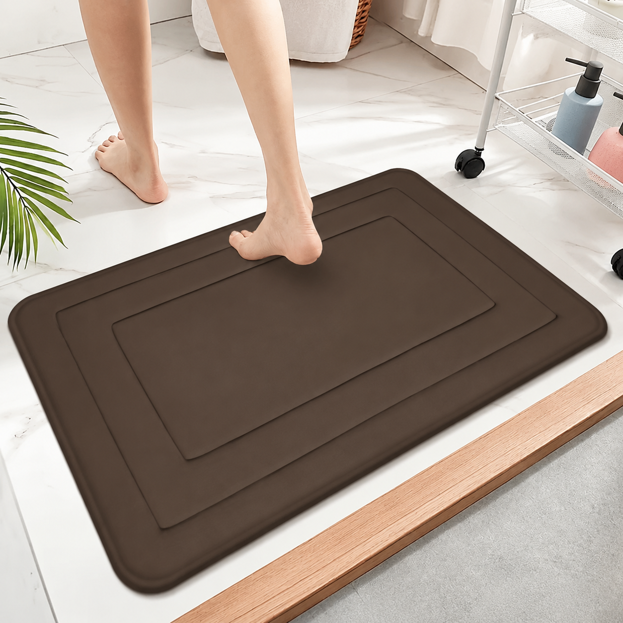 Tapis de Bain Vintage Polyester Gris 120 cm – Absorbant, Antidérapant, Lavable