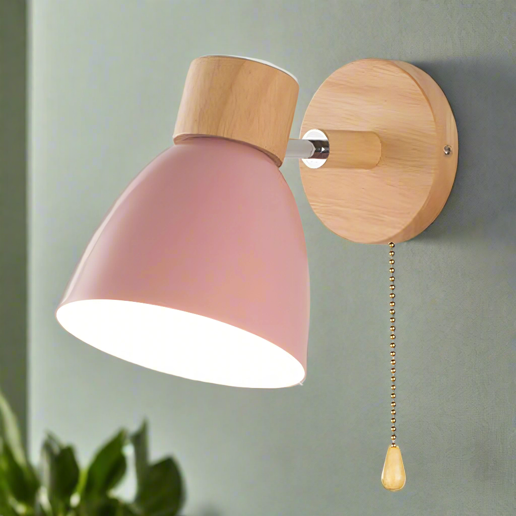 Applique murale NordLum avec interrupteur à tirette, design scandinave pour chambre