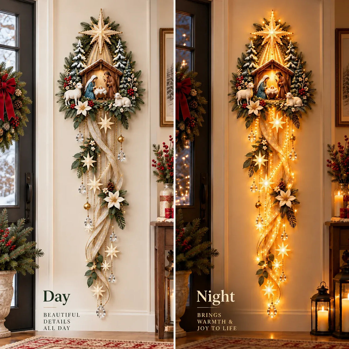 Applique Murale Étoile de la Nativité avec Éclairage LED