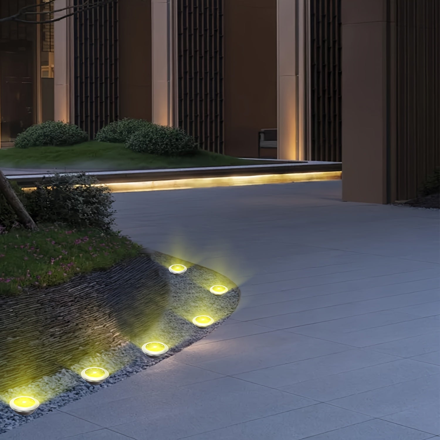 Spots Solaires de Sol Acier Inoxydable Ø12 cm – 8 LED, IP65, Recharge Solaire
