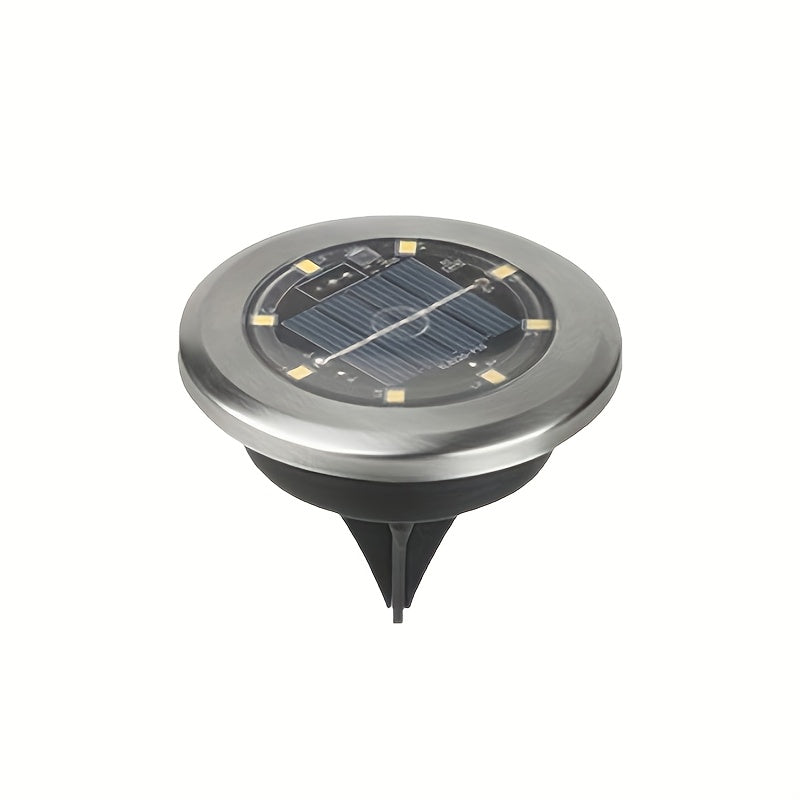 Spots Solaires de Sol Acier Inoxydable Ø12 cm – 8 LED, IP65, Recharge Solaire