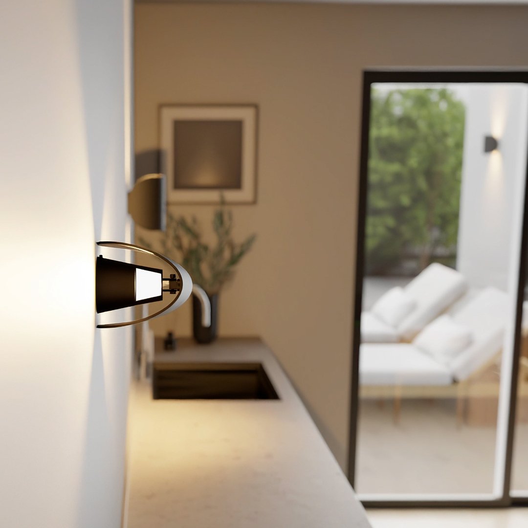 LumaTwist – Applique murale design LED rotative noire pour salon