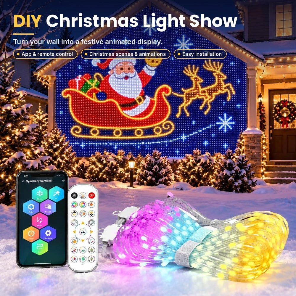 Rideau Lumineux LED Pixel RGB Intelligent | Éclairage Contrôlé par Application pour Décoration Extérieure