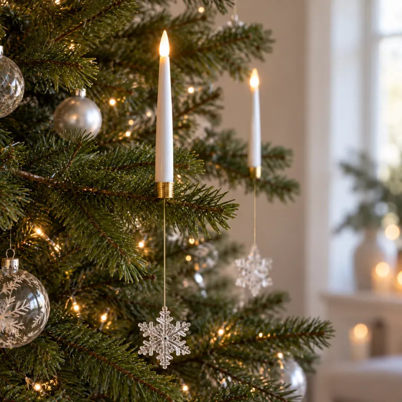 Bougies LED pour sapin de Noël sans fil avec télécommande et pendentifs, effet flamme
