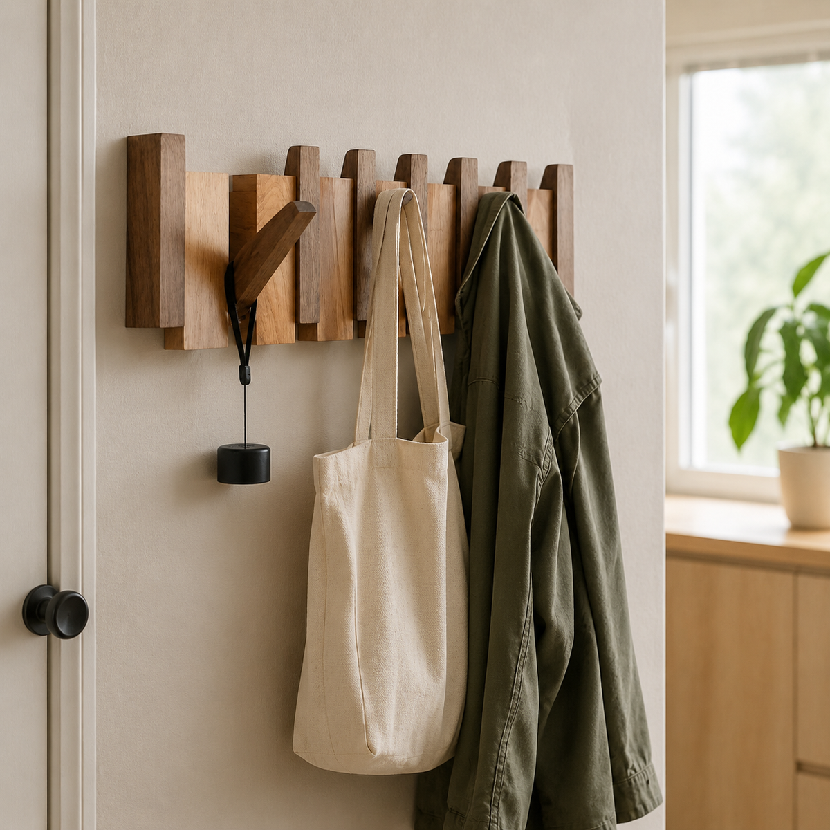 Porte Manteau Mural Bois Massif, Design Inspiré Piano