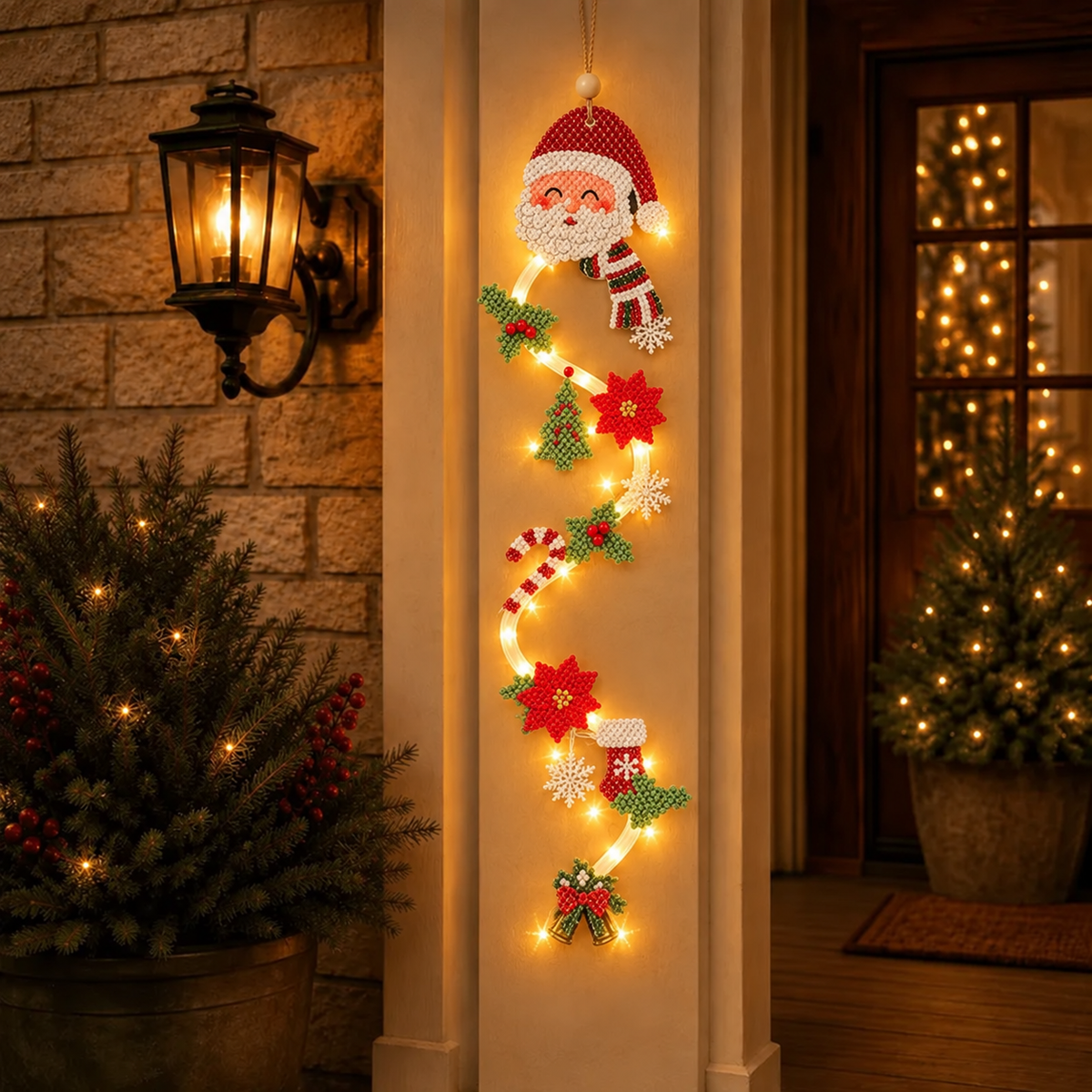 Décoration de porte de Noël lumineuse et plate – 6 motifs festifs en 2D